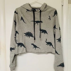 Dinosaur Print Drawstring Hoodie